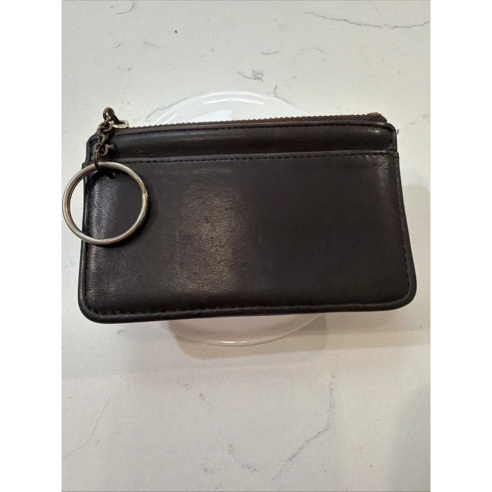 Vintage 90s Coach Mini Skinny Case 6902 Brown  Leather Zip Keychain Pouch Wallet
